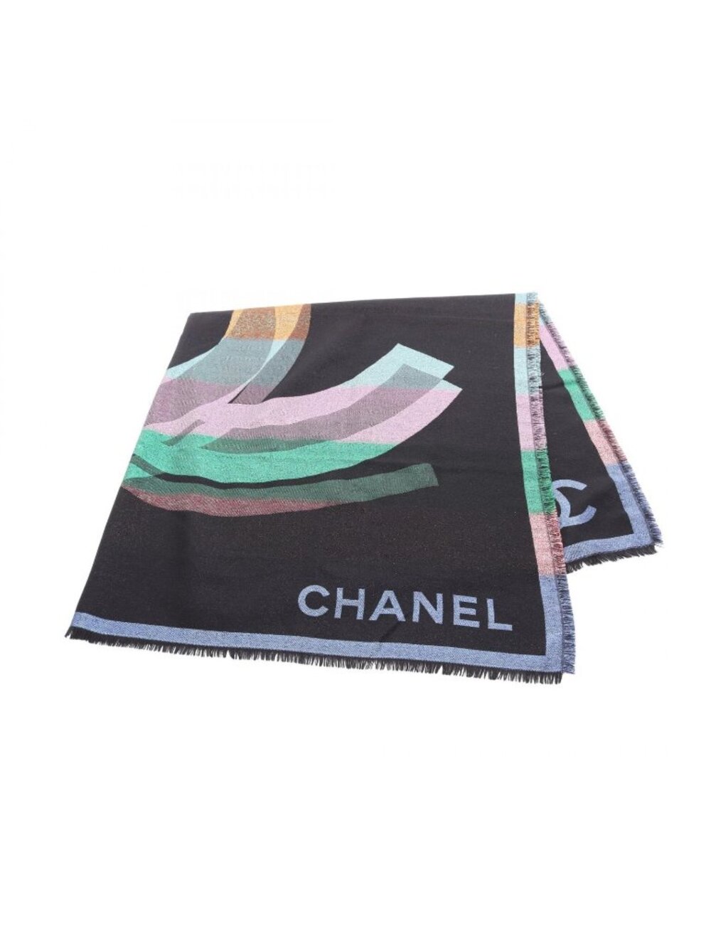 Chanel Shawl CC Logo Silk Scarf